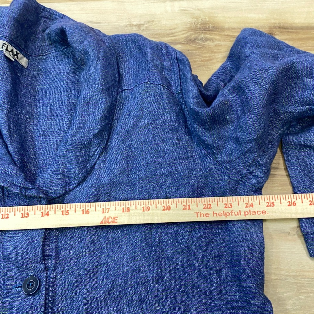 Flax Blue Button-Front Linen Jacket - Picture 5 of 7